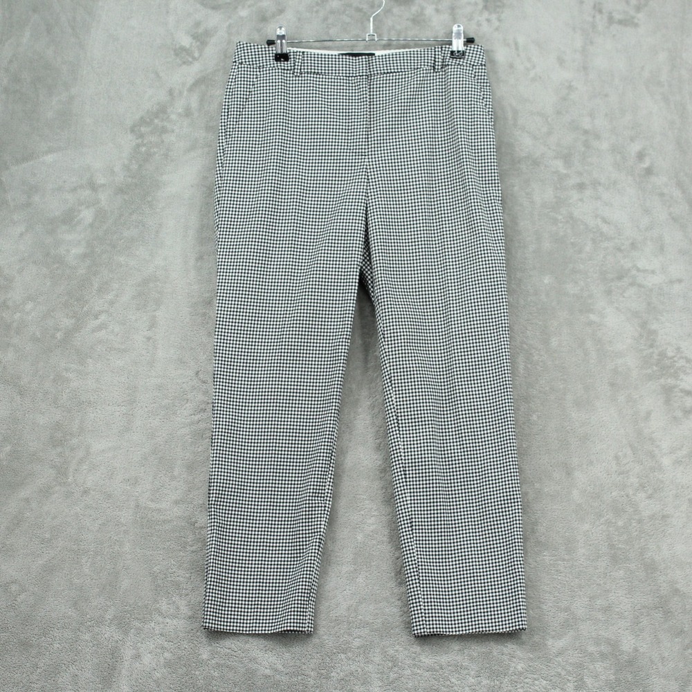 Talbots Pants Women 2 Gingham Check Ankle Trouser Pockets Office Lined Career